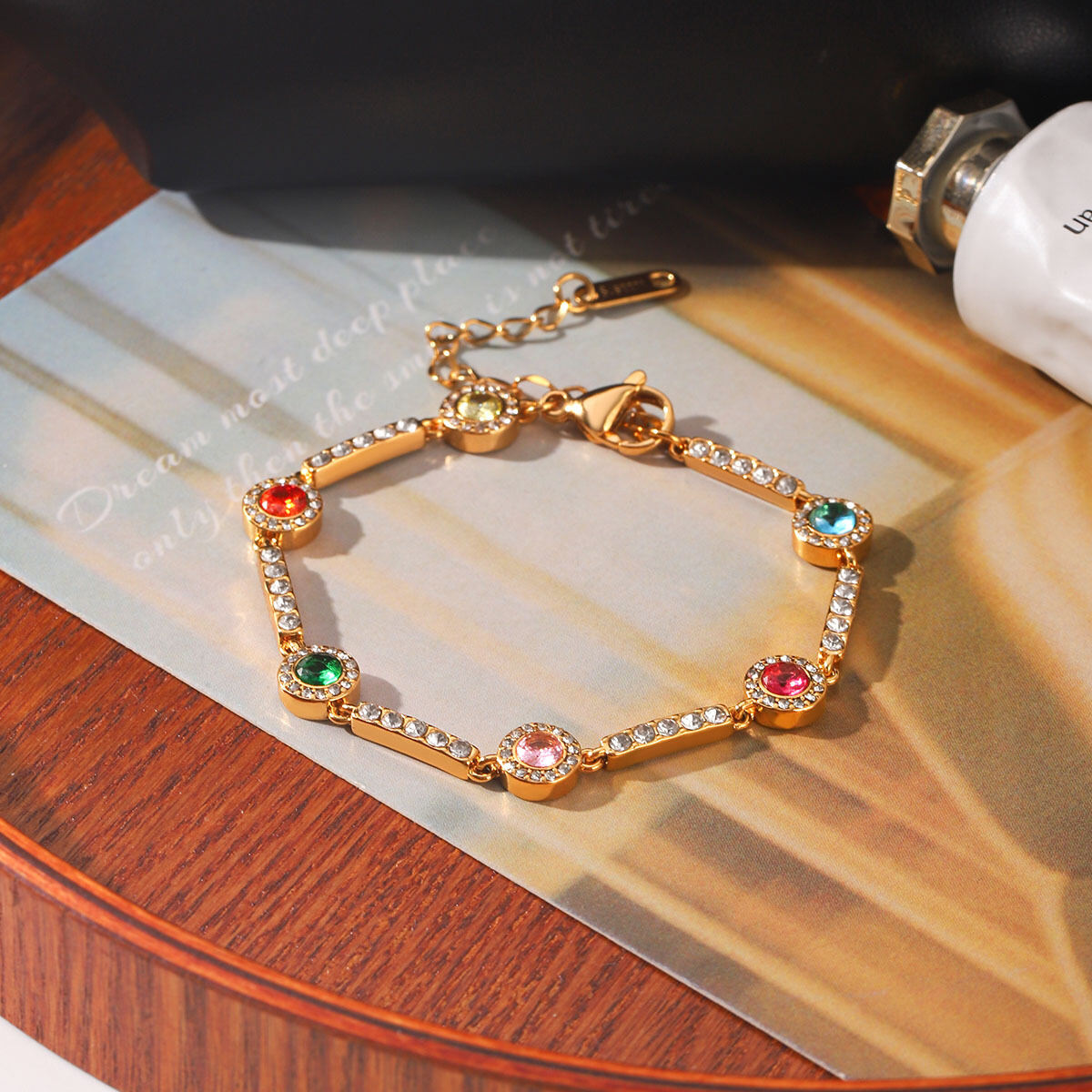 Simple Series Daily Chain Circle Stainless Steel Waterproof Gold Color Zircon Women's Chain Bracelets Picture4