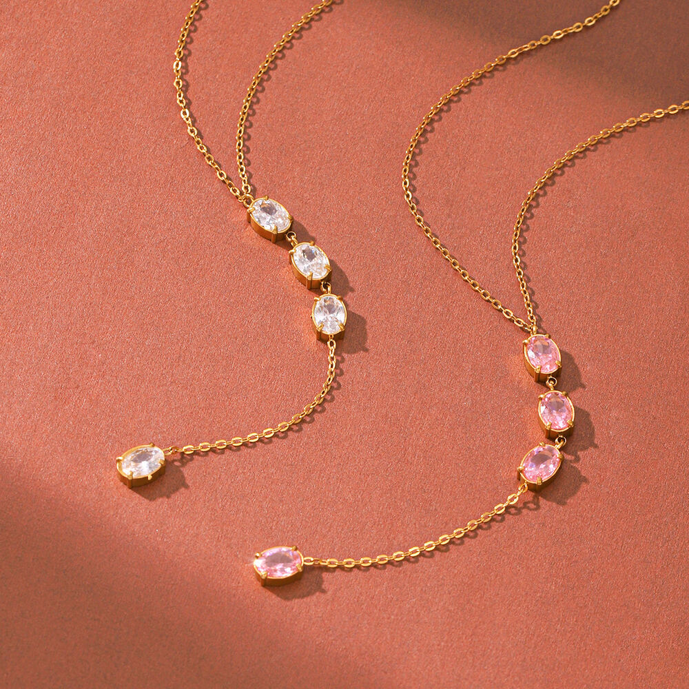 Simple Series Daily Chain Circle Stainless Steel Waterproof Gold Color Zircon Women's Pendant Necklaces Picture3