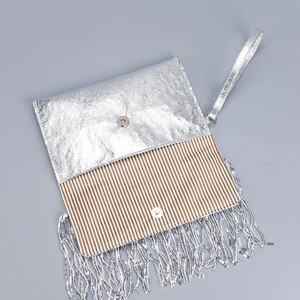 Borsa quadrata da donna in PU con nappine e paillettes, stile serale. h5 Immagine5