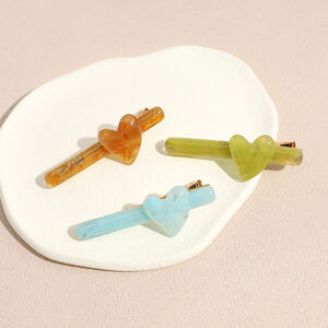 Simple Series Daily Heart Solid Color Gradient Color Resin Hair Clips h5 Picture3
