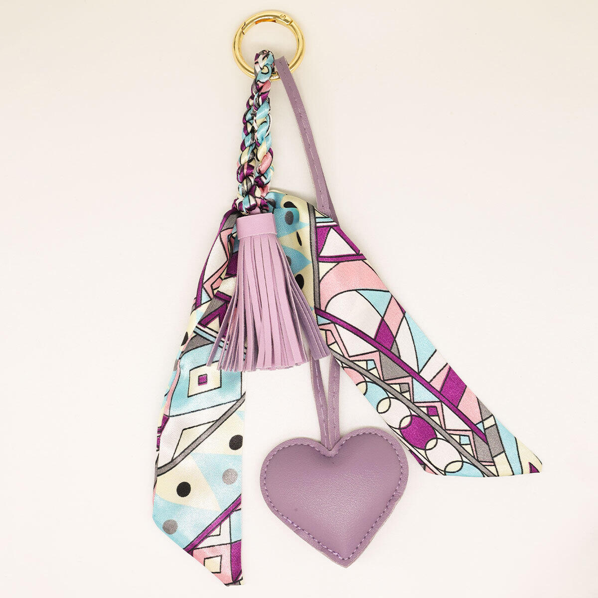 Ciondoli per borse in PU intrecciato con nappe a forma di cuore della serie Romantic Series Daily Heart