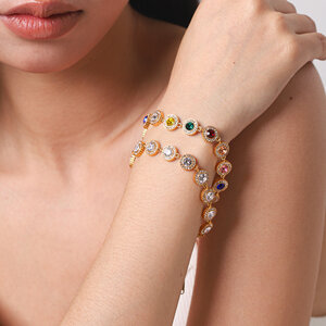 Simple Series Daily Chain Circle Stainless Steel Waterproof Gold Color Zircon Women's Chain Bracelets h5 Picture4