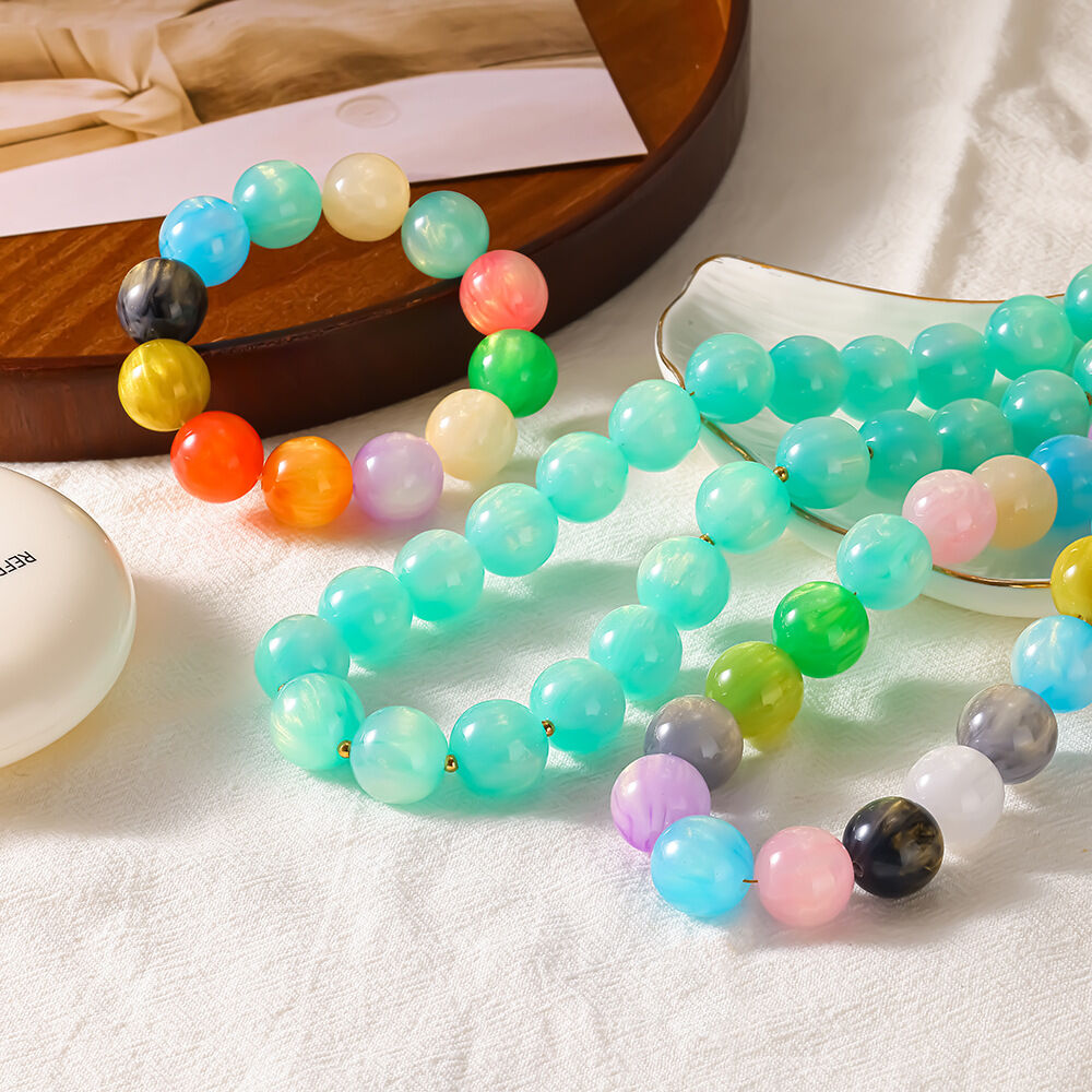 Conjuntos de joyería acrílica para mujer de la serie Simple Fresh Daily con degradado de color. h5 Imagen2