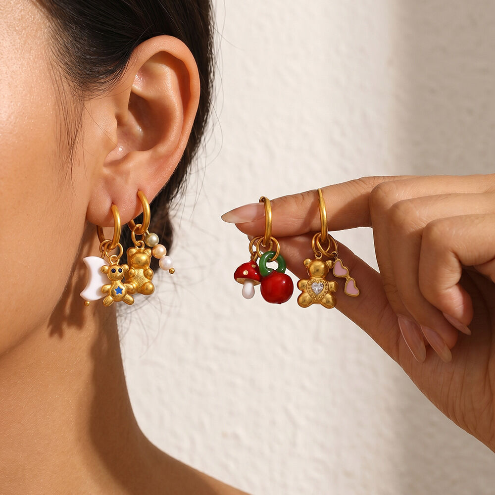 Simple Daily Flower Animal Stainless Steel Waterproof Gold Color Women's Drop Earrings h5Picture4
