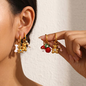 Simple Daily Flower Animal Stainless Steel Waterproof Gold Color Women's Drop Earrings h5 Picture4