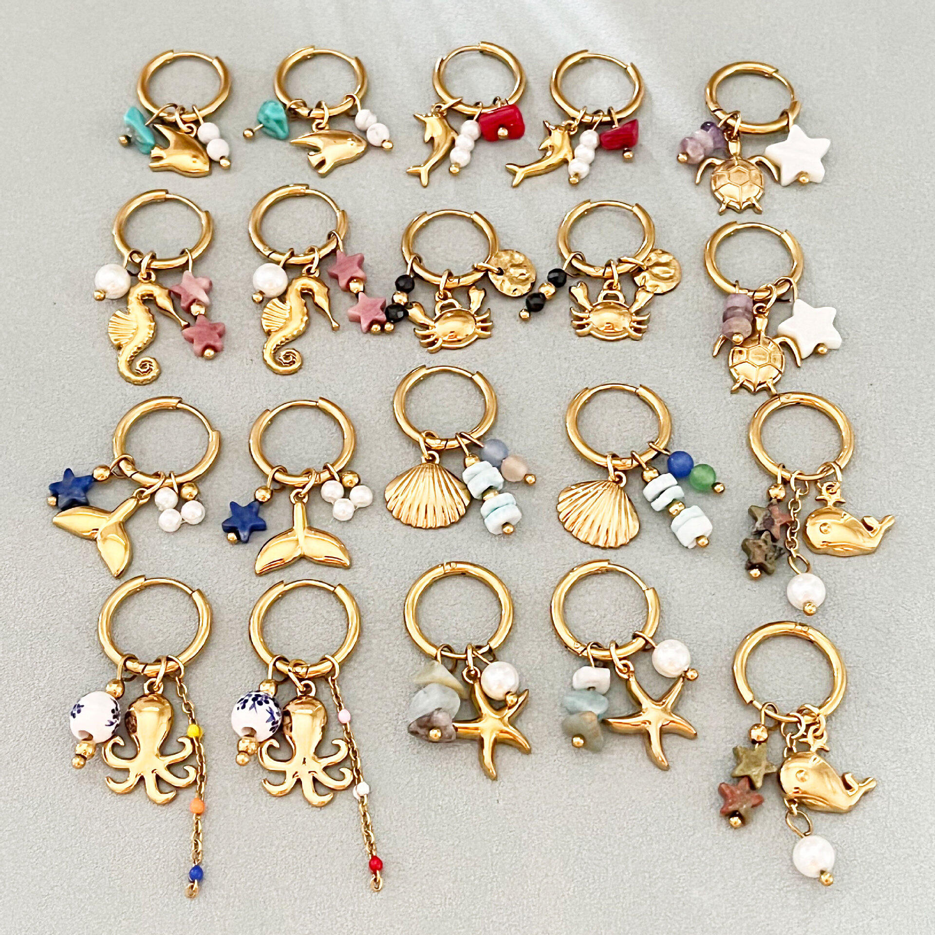 Vacation Oceanic Style Stainless Steel Waterproof Gold Color Women's Drop Earrings Picture2