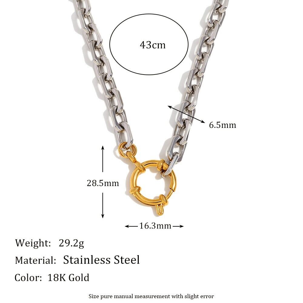 Cadena Sencilla Diy, Colores Dorado Y Plateado Combinados, Acero Inoxidable, Resistente Al Agua, Collares De Cuentas Dorados Para Mujer.
