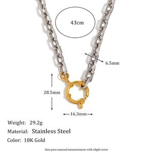 Cadena Sencilla Diy, Colores Dorado Y Plateado Combinados, Acero Inoxidable, Resistente Al Agua, Collares De Cuentas Dorados Para Mujer. h5
