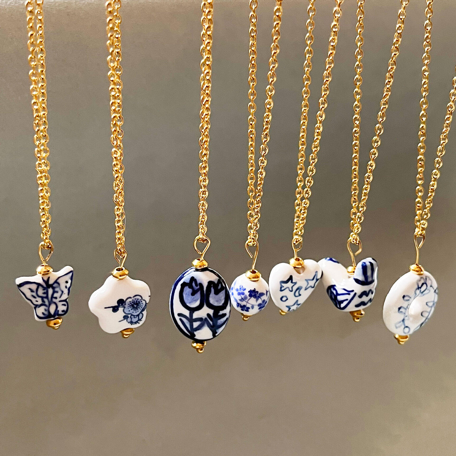 Colliers pendentifs pour femmes en forme de cœur, en céramique et acier inoxydable, couleur or, étanches