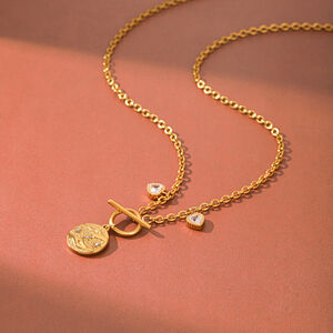 Simple Series Daily Circle Stainless Steel Waterproof Gold Color Zircon Women's Pendant Necklaces h5 Picture3
