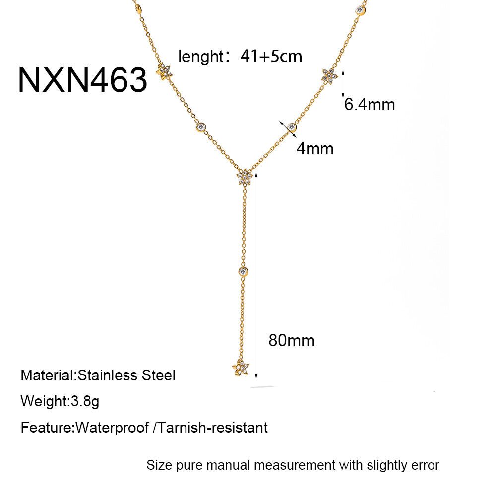 Collares de cadena para mujer de acero inoxidable con circonitas, diseño geométrico sencillo y lujoso, resistentes al agua y color dorado. h5 