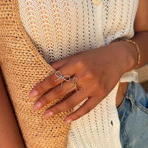 Bague Simple Series Daily Bow Knot en acier inoxydable étanche couleur or h5 Image3