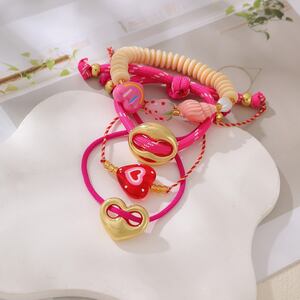 Pulseras Trenzadas De Resina Con Diseño De Corazón De La Serie Romántica Para Mujer h5 Imagen2