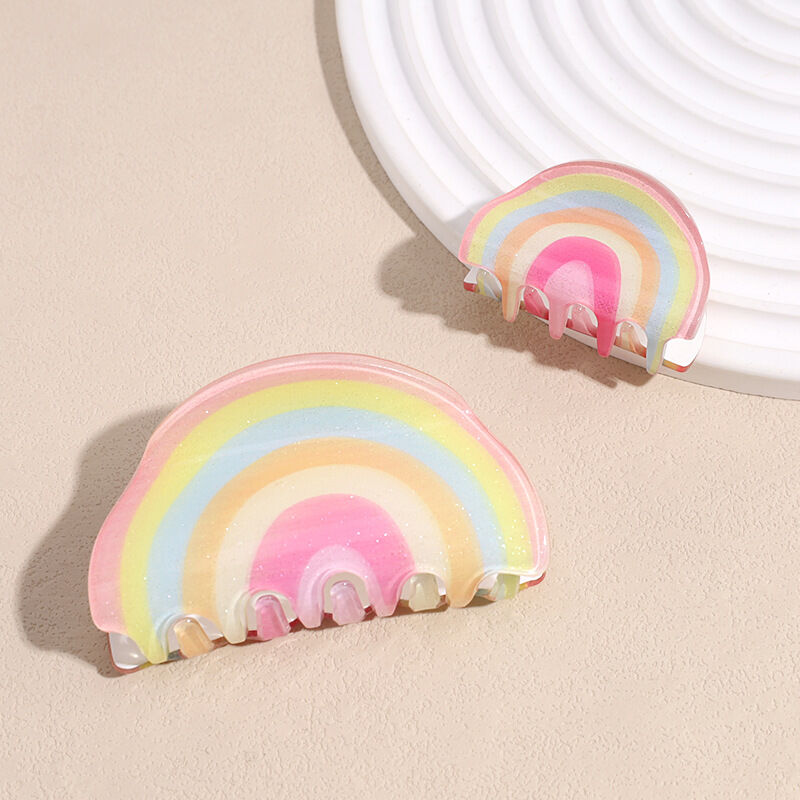 Pinzas acrílicas para el cabello de la serie Simple Sweet Stripe de colores mixtos Imagen2
