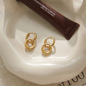 Simple Series Elegant Circle Stainless Steel Waterproof Gold Color Women's Hoop Earrings h5 Picture3