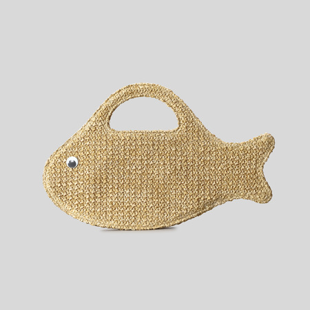 Lässige Tasche im gewebten Blumen- und Fischstil, maritim inspiriert, Damen-Ost-West-Tasche
