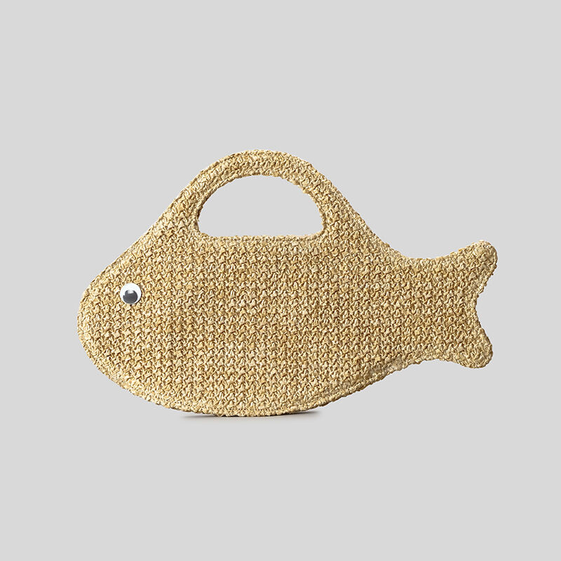 Casual Style Woven Flower Oceanic Style Woven Fish Women's East-west Bag