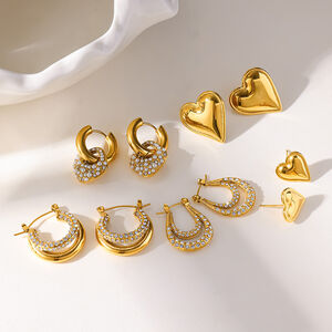 Heart Stainless Steel Waterproof Women's Hoop Earrings h5 Picture2