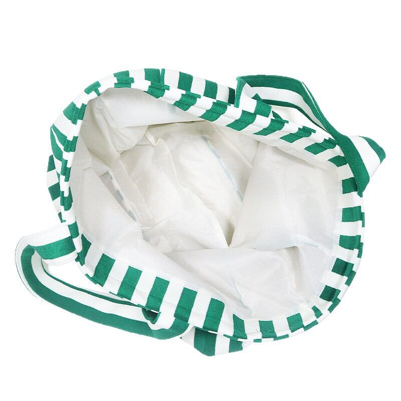 Borsa quadrata da donna in tessuto di spugna a righe morbide e colori misti, stile casual. h5 Immagine3