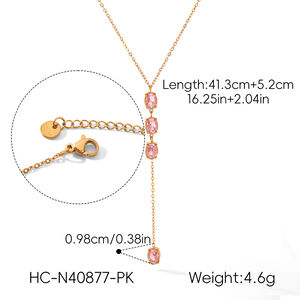 Simple Series Daily Chain Circle Stainless Steel Waterproof Gold Color Zircon Women's Pendant Necklaces h5 Picture2