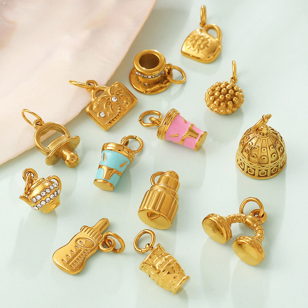 Simple Series DIY Irregular Shape Stainless Steel Waterproof Gold Color Rhinestone Pendants h5Picture2