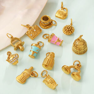 Simple Series DIY Irregular Shape Stainless Steel Waterproof Gold Color Rhinestone Pendants h5 Picture2