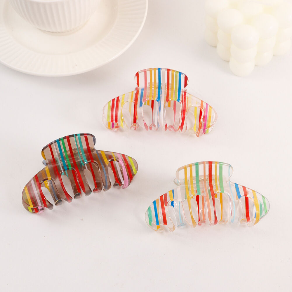 Eenvoudige serie casual strepen gemengde kleuren PVC haarklemmen h5Afbeelding2