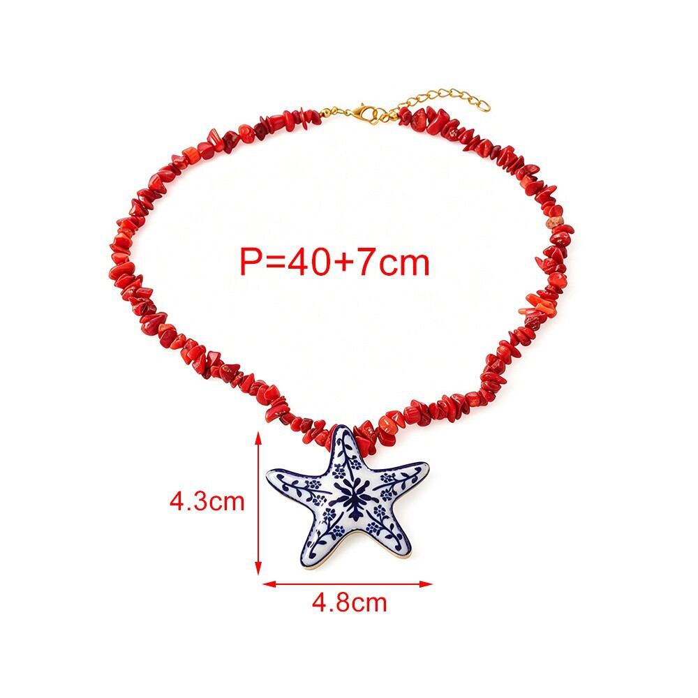 Vacation Oceanic Style Beads Starfish Women's Chain Necklaces Picture4