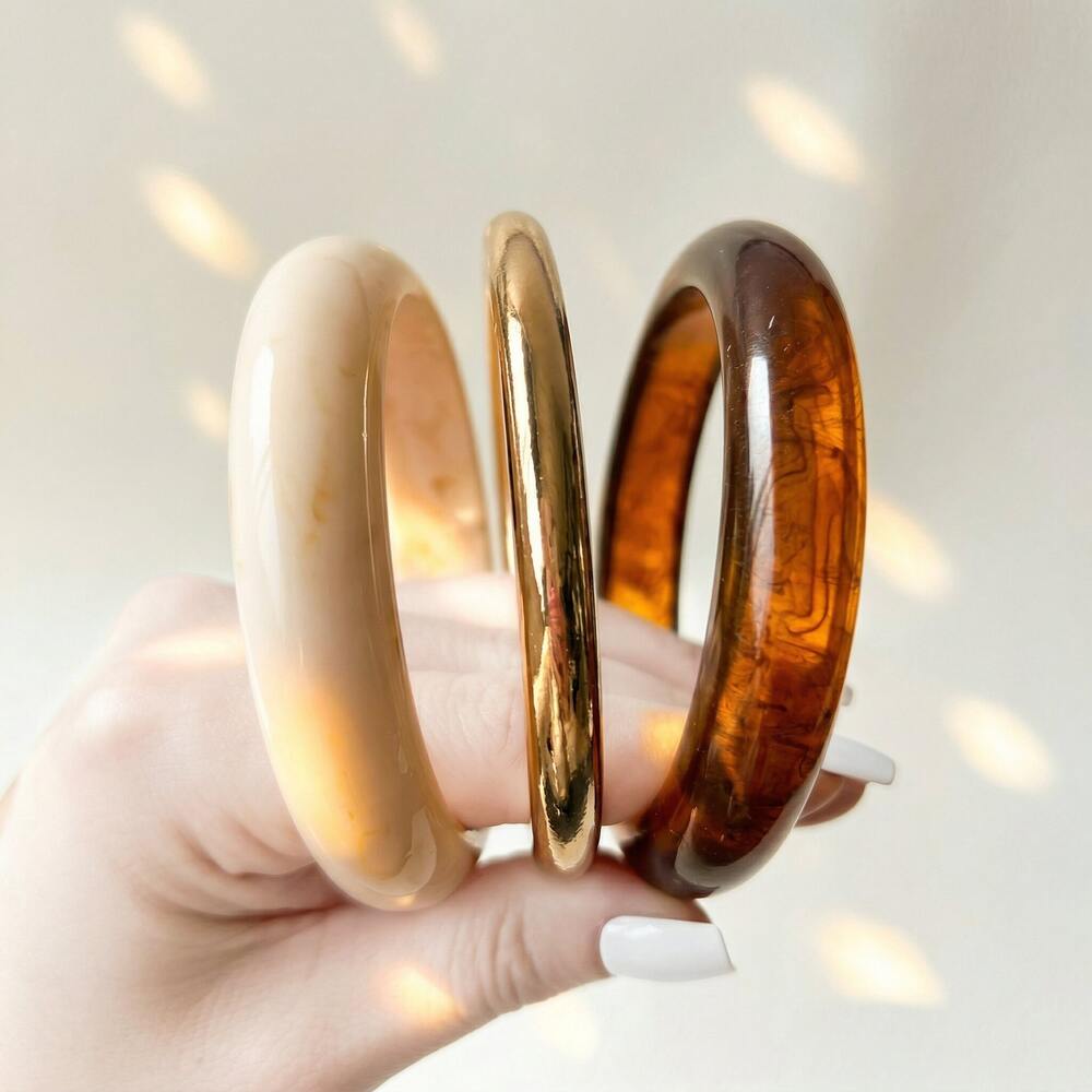Gradient Color Resin Gold Color Women's Bracelets Sets