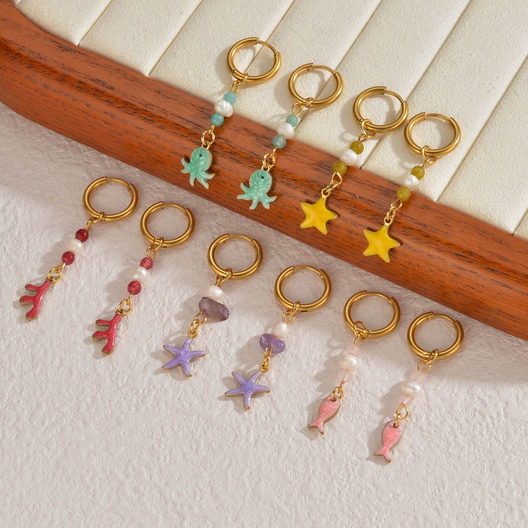 Vacation Oceanic Style Stainless Steel Waterproof  Women's Dangle Earrings