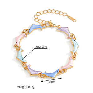 Vacation Oceanic Style Enamel Fish Stainless Steel Waterproof Women's Chain Bracelets h5