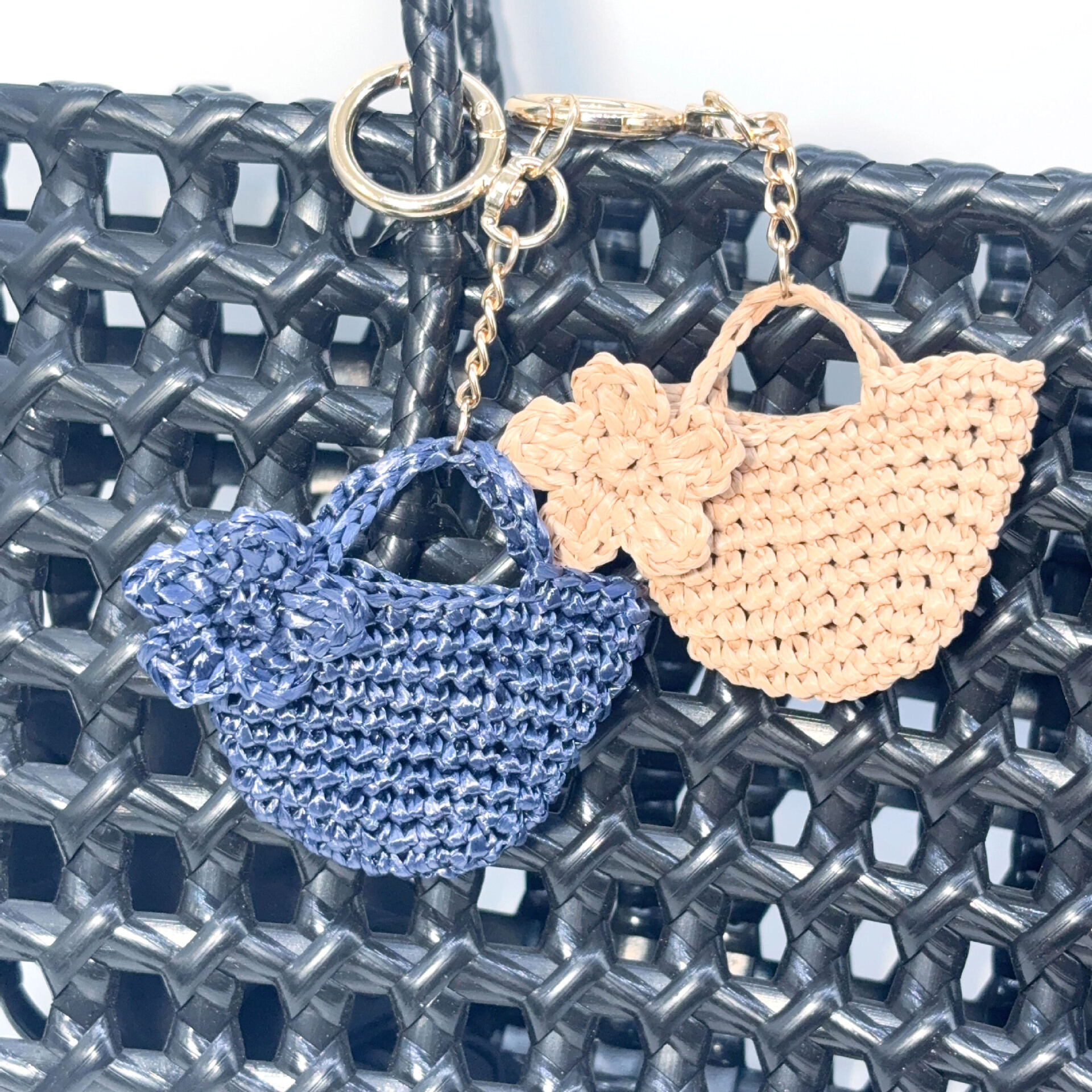Simple Series Casual Flower Solid Color Woven Raffia Bag Charms 2