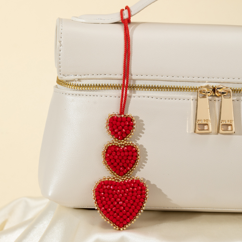 Romantic Series Daily Heart Beads Woven Fabric Bag Charms 2