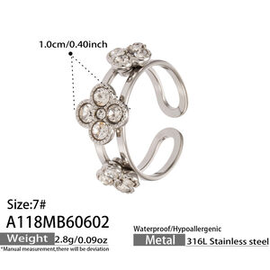 Bagues pour femmes en acier inoxydable doré, ornées d'un trèfle élégant et de zircon, collection Romantique. h5