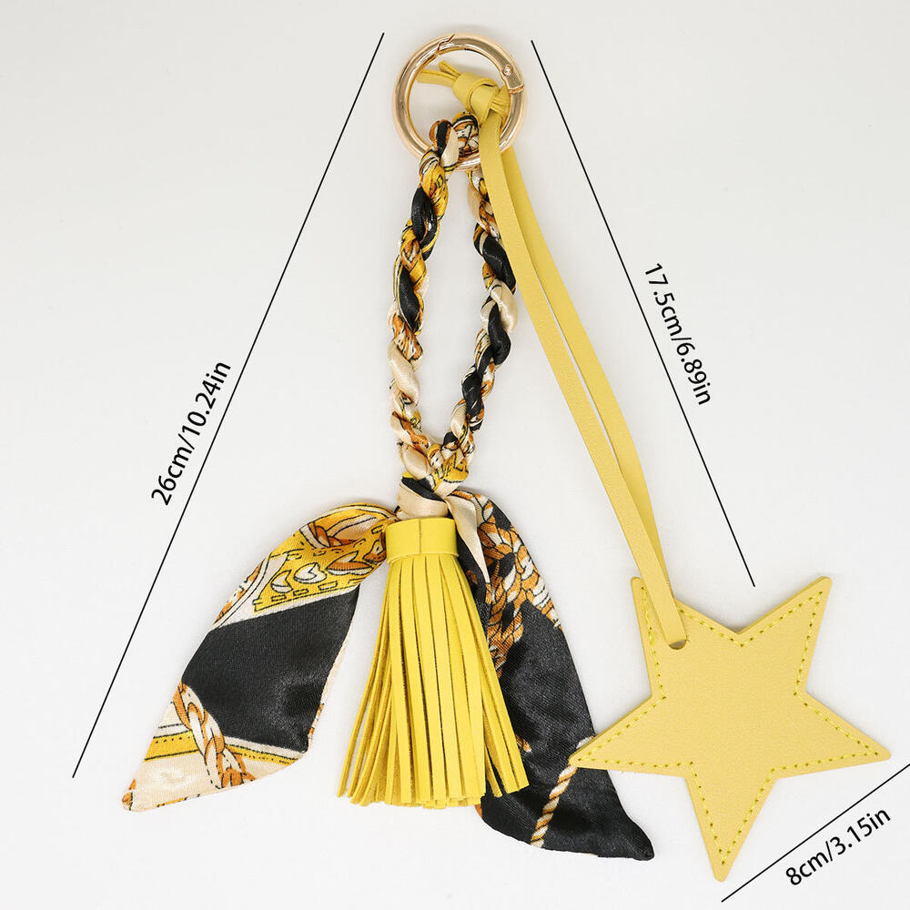 Simple Series Daily Solid Color Tassel Star Woven Pu Bag Charms Picture3