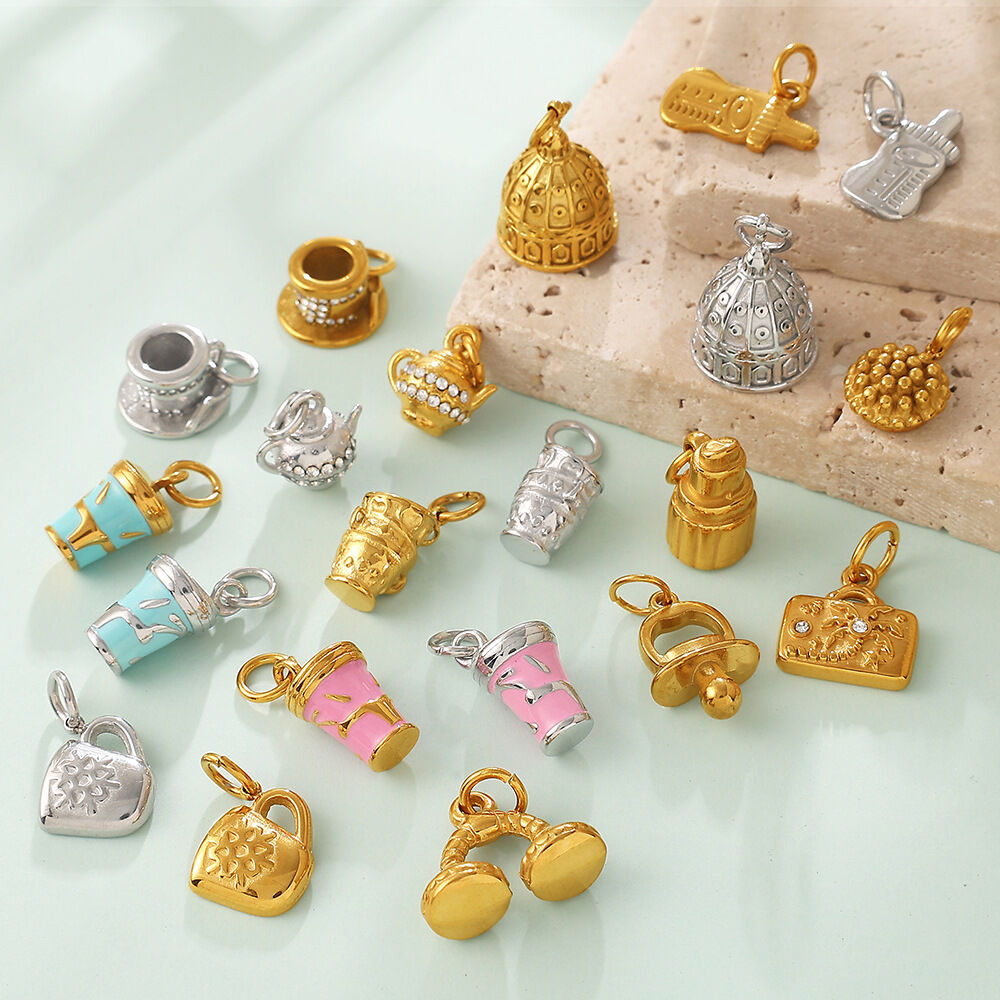 Simple Series DIY Irregular Shape Stainless Steel Waterproof   Gold Color  Rhinestone Pendants