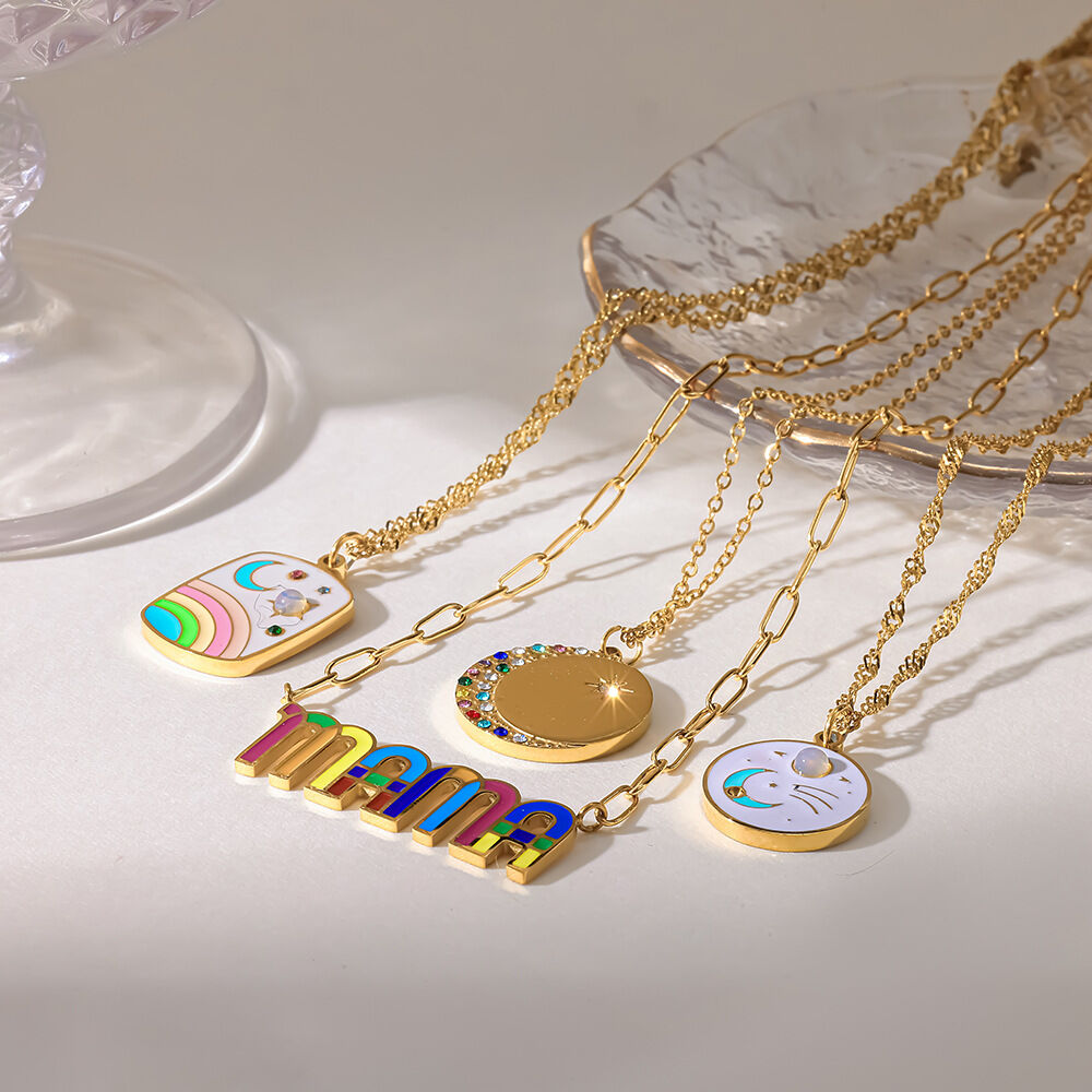 Collana lunga da donna Simple Series Daily Star Moon in acciaio inossidabile impermeabile h5Immagine2