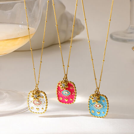 Enamel Stainless Steel Waterproof Pendant Necklaces