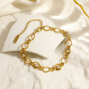Chain Stainless Steel Waterproof Gold Color Zircon Women's Chain Bracelets h5 Picture2