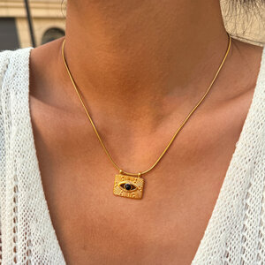 Simple Series Daily Devil's Eye Stainless Steel Waterproof Gold Color Women‘s Pendant Necklace h5 Picture2