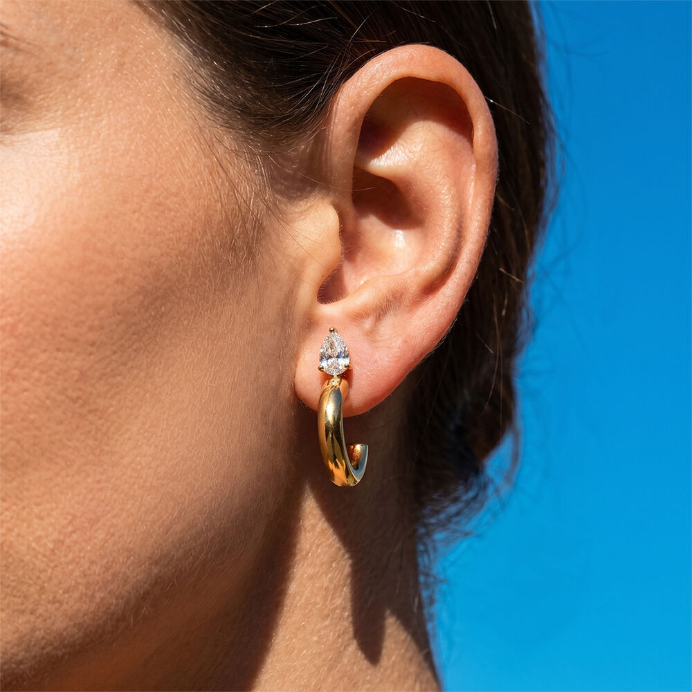 Simple Series Casual Irregular Shape Stainless Steel Waterproof Gold Color Zircon Women's Stud Earrings Picture2