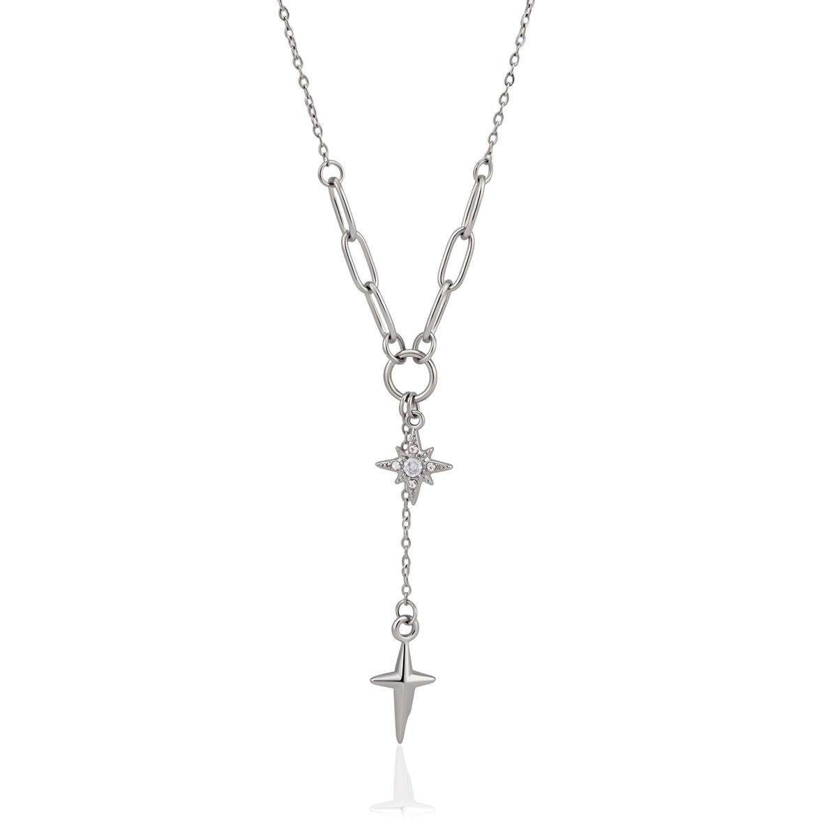 Einfache, wasserdichte Damen-Halskette mit Sternanhänger aus Edelstahl in Goldfarbe und Strass h5 Bild5