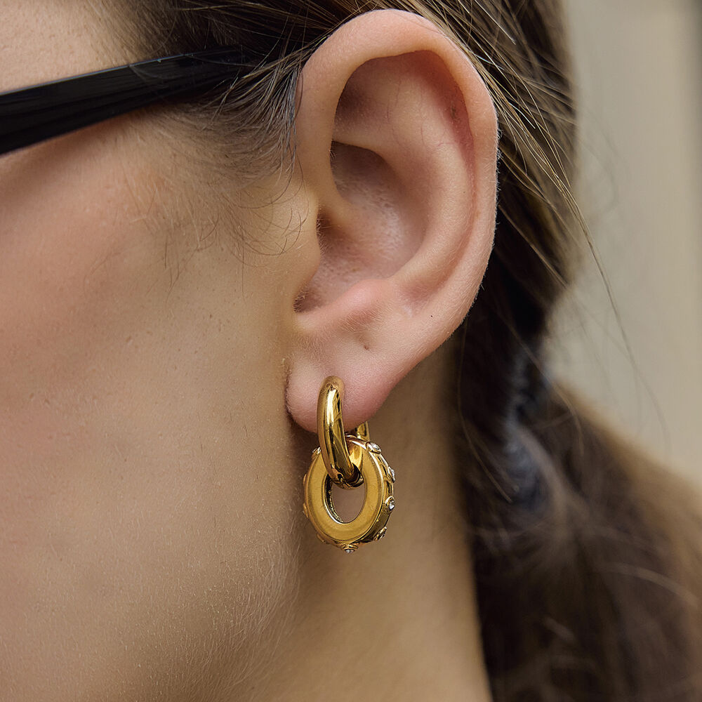 Pendientes colgantes para mujer de la serie Simple, de forma irregular y diseño retorcido, de acero inoxidable, resistentes al agua y color dorado. Imagen2