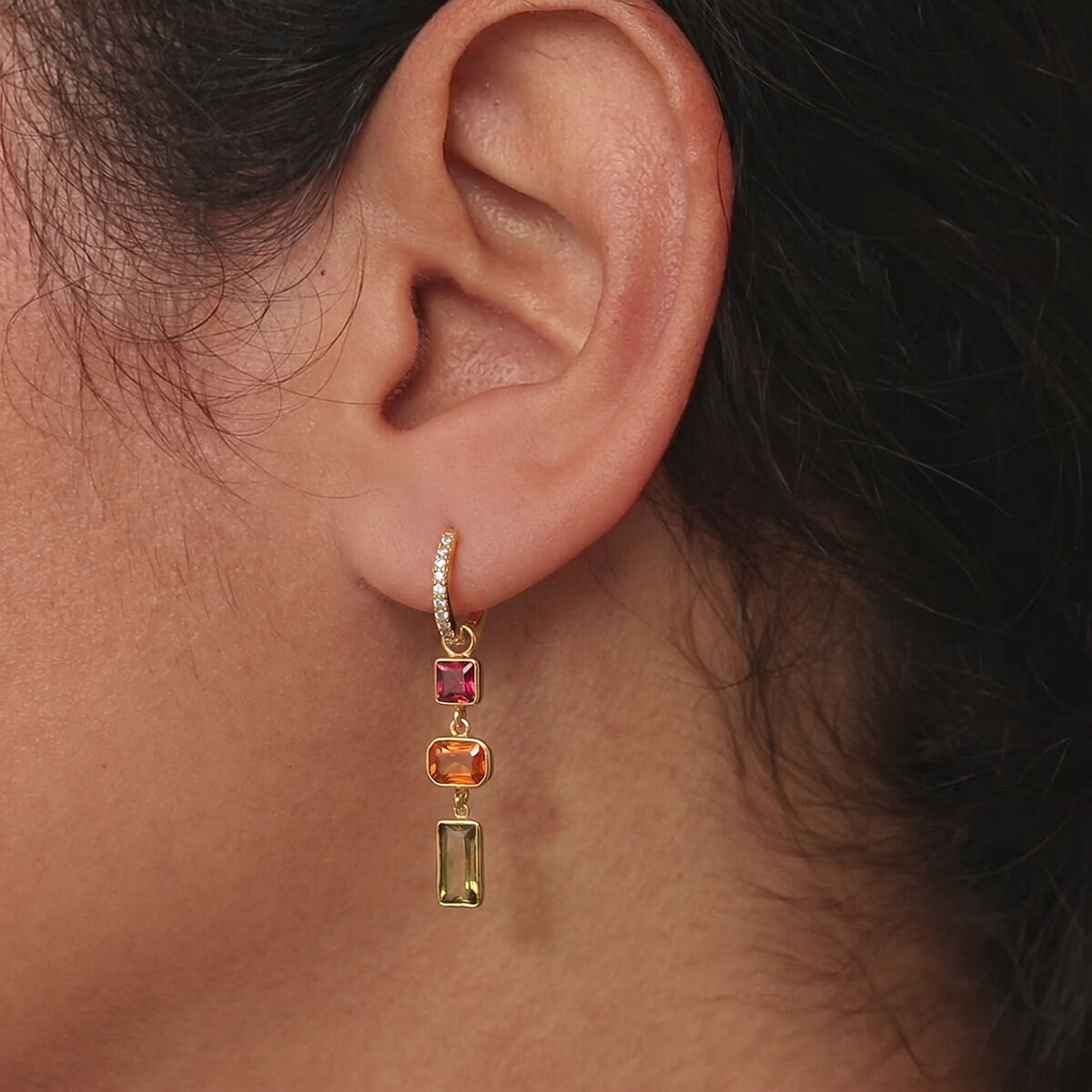 Luxurious Series Simple Tassel Stainless Steel Waterproof Gold Color Zircon Women's Dangle Earrings Picture4