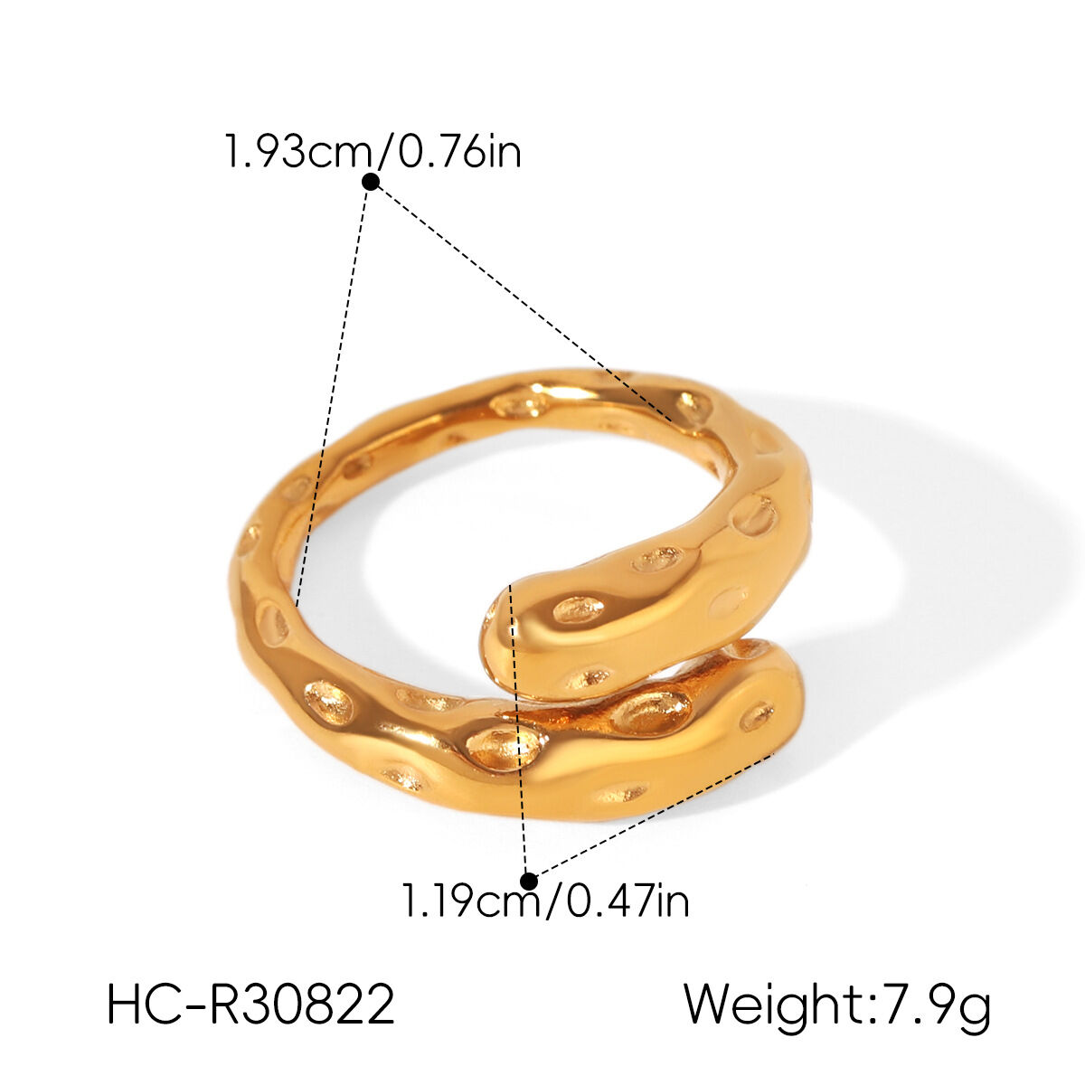 Simple Series Daily Irregular Shape Stainless Steel Waterproof   Gold Color  Statement Rings Picture2