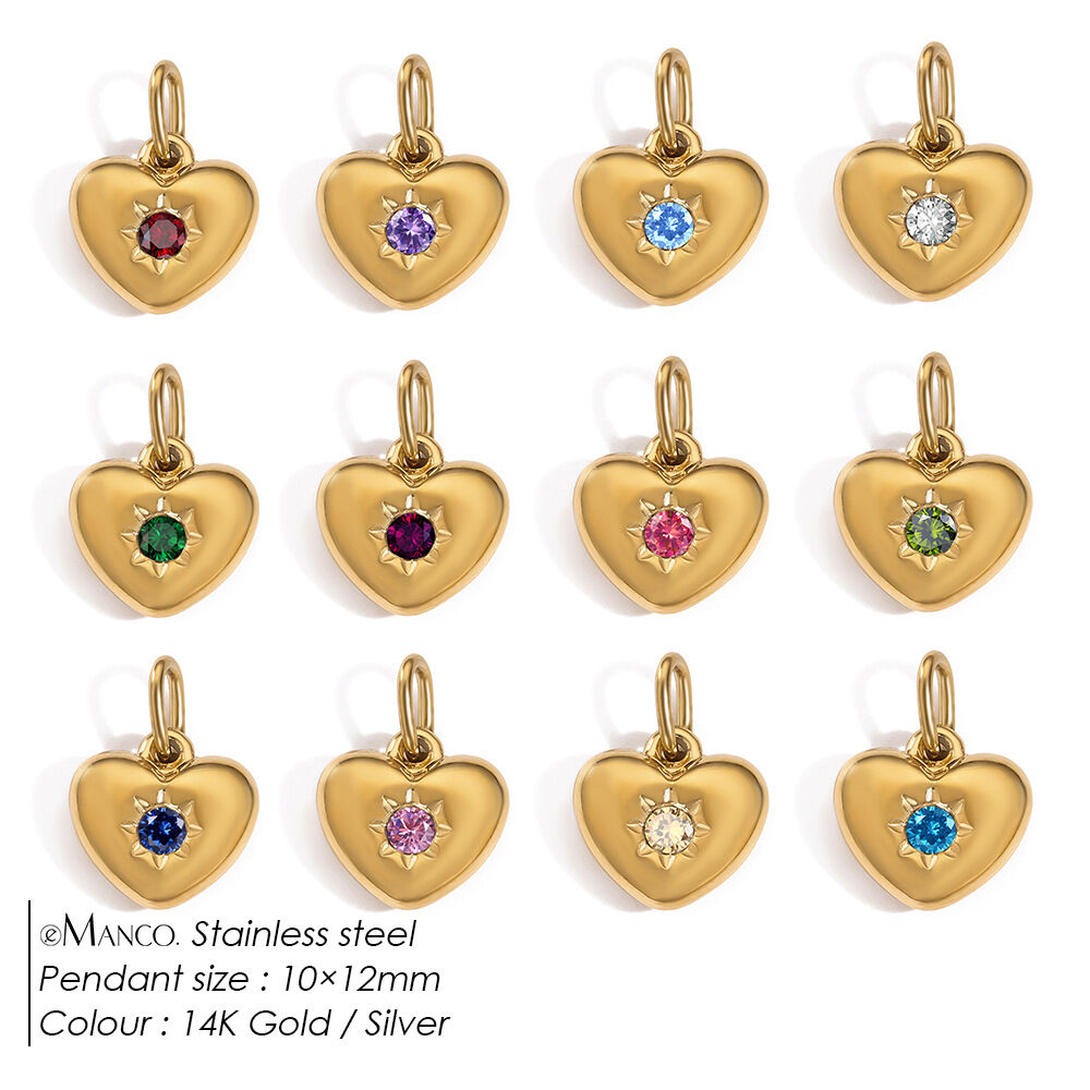 Simple Series DIY Retro Heart Stainless Steel Waterproof Gold Color Women's Pendants Picture7