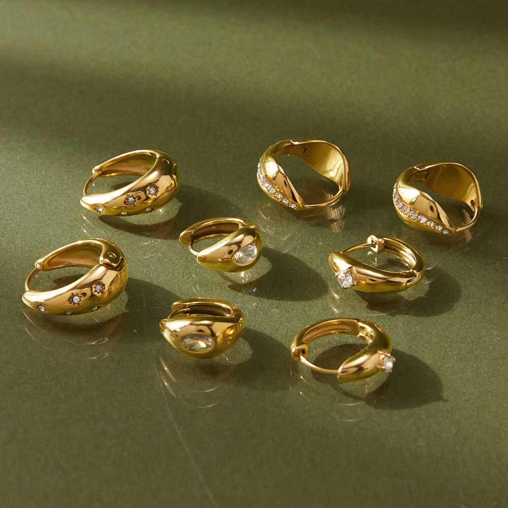 Simple Series Retro Irregular Shape Stainless Steel Waterproof Gold Color Women's Hoop Earrings h5Picture4
