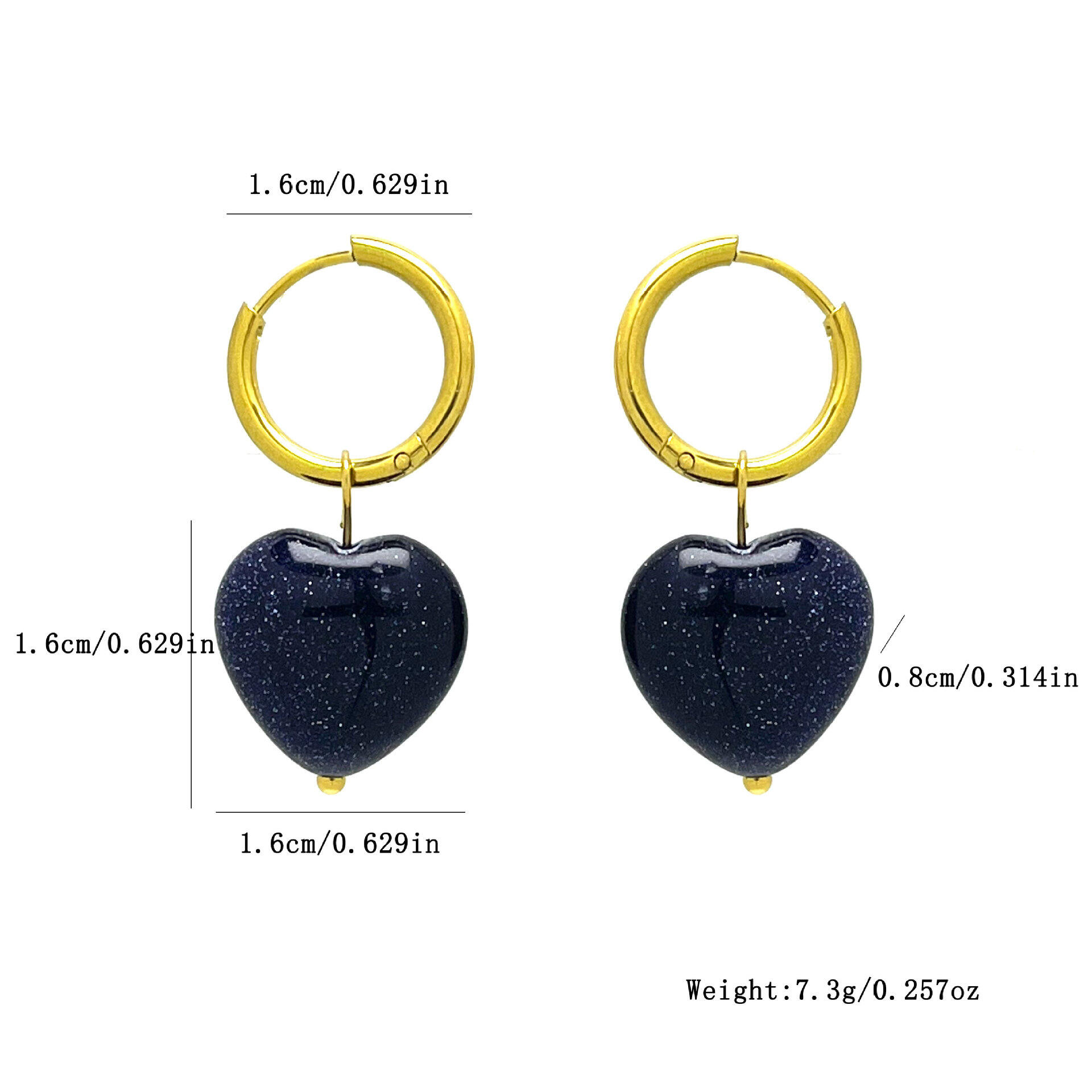 Simple Heart Natural Stones Women's Drop Earrings h5 Picture3