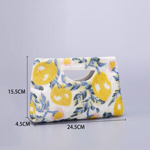 Casual Style Woven Fruit Patchwork Beads Mixed Color Woven Fabric Women's Square Bag h5 Picture4