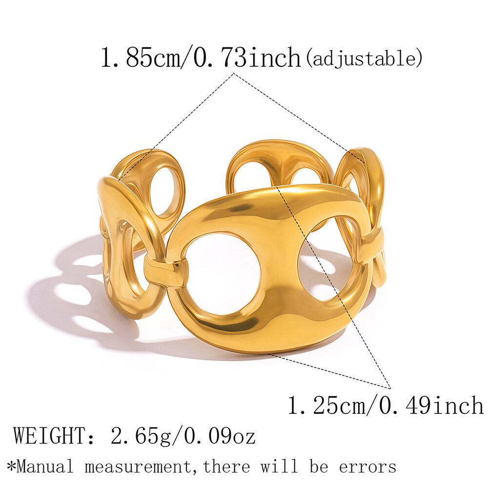 Simple Series Daily Irregular Shape Stainless Steel Waterproof Gold Color Women's Statement Rings